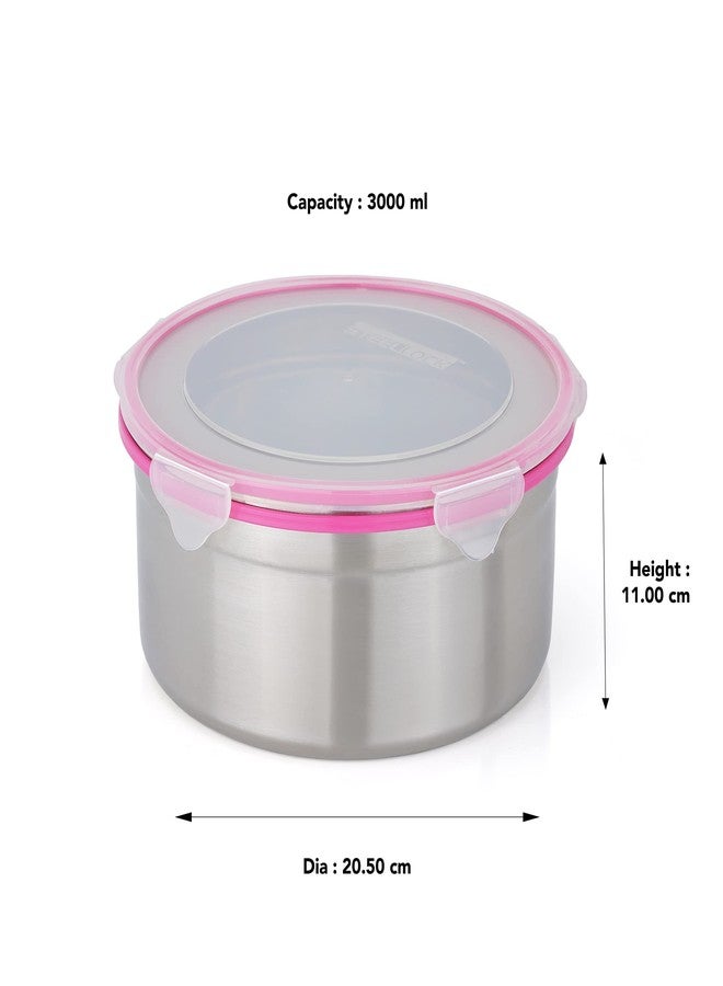 STEELLOCK Stainless Steel Airtight Container with Lid | Leakproof, BPA-Free, Durable Kitchen Storage | Multipurpose Food Storage Containers for Kitchen | SL-1602-set of 2, 3000ml each, Pink - Image 3